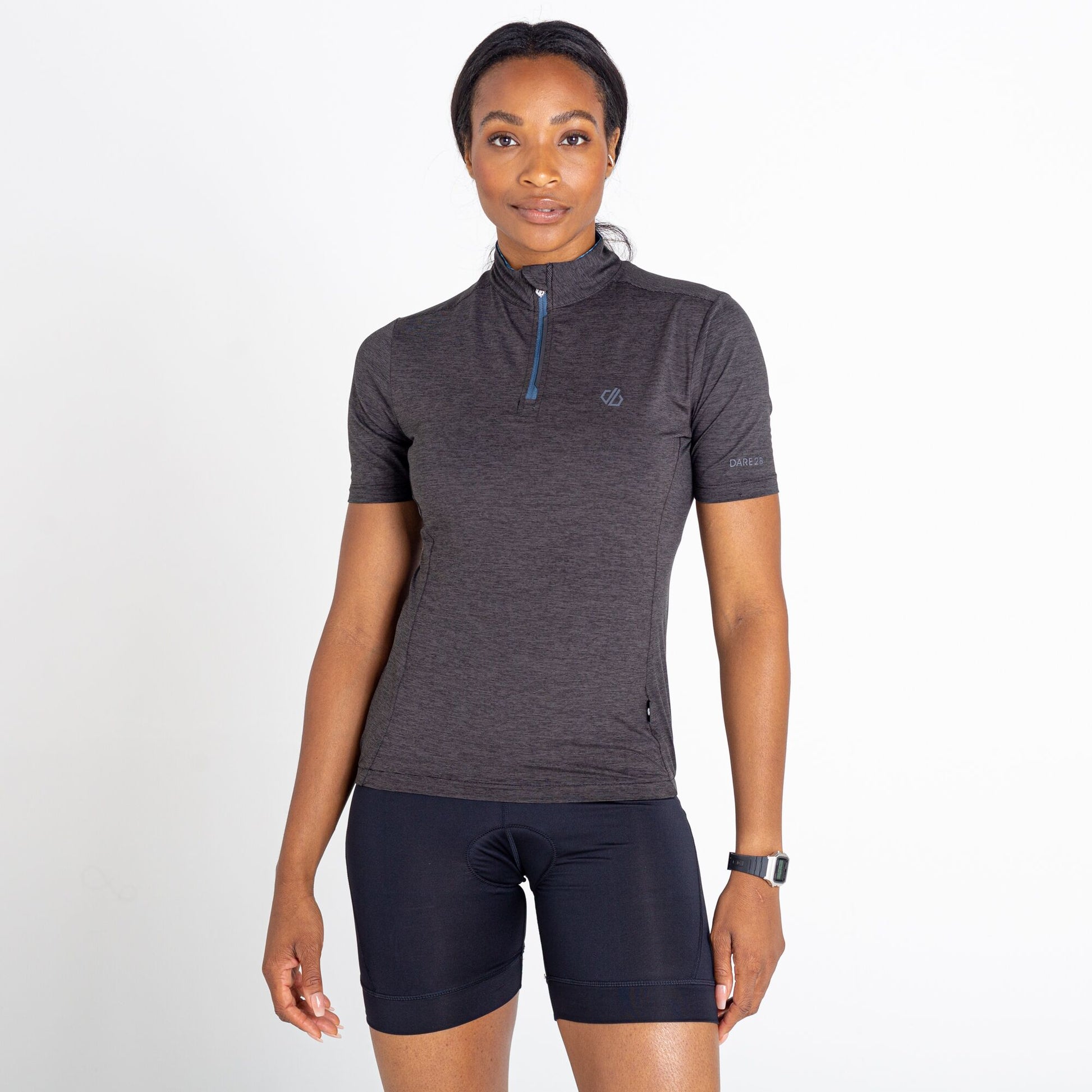 Black - Pack Shot - Dare 2B Womens-Ladies Pedal Through It Marl Lightweight Jersey