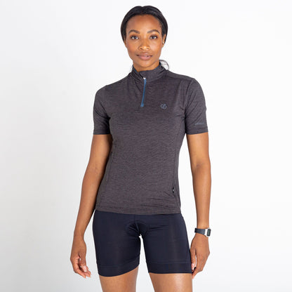 Black - Pack Shot - Dare 2B Womens-Ladies Pedal Through It Marl Lightweight Jersey