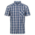 Dynasty Blue - Front - Regatta Mens Mindano VI Checked Short-Sleeved Shirt