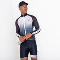 Black - Close up - Dare 2B Mens AEP Virtuous Underlined Long-Sleeved Cycling Jersey