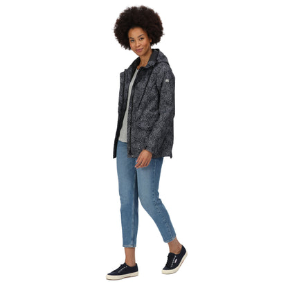 Black - Back - Regatta Womens-Ladies Bayarma Abstract Lightweight Waterproof Jacket
