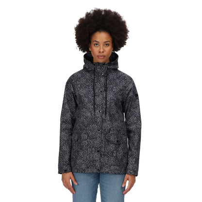Black - Side - Regatta Womens-Ladies Bayarma Abstract Lightweight Waterproof Jacket