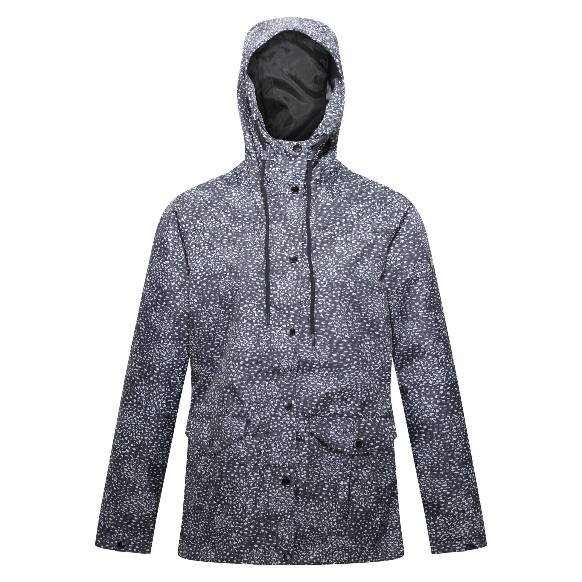 Black - Front - Regatta Womens-Ladies Bayarma Abstract Lightweight Waterproof Jacket