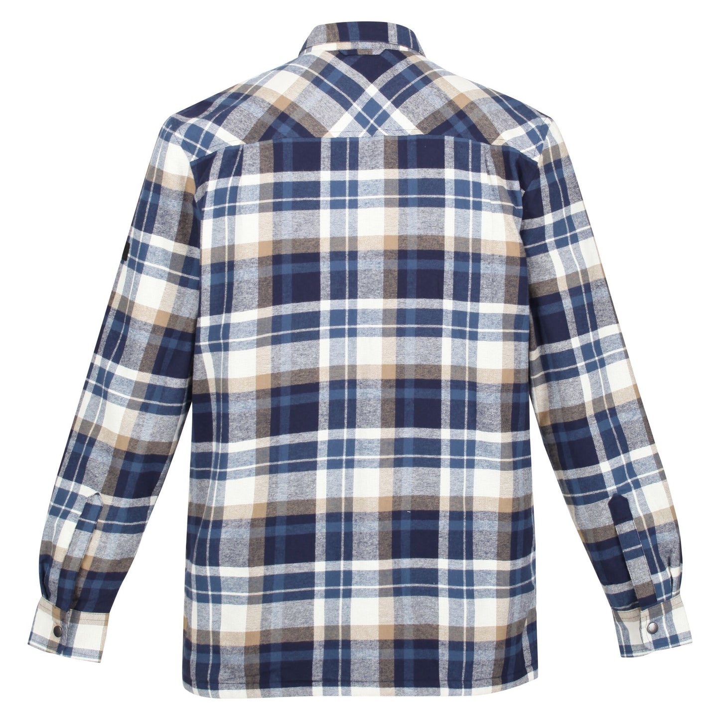 Navy-Gold Sand - Back - Regatta Mens Thamos Checked Long-Sleeved Shirt