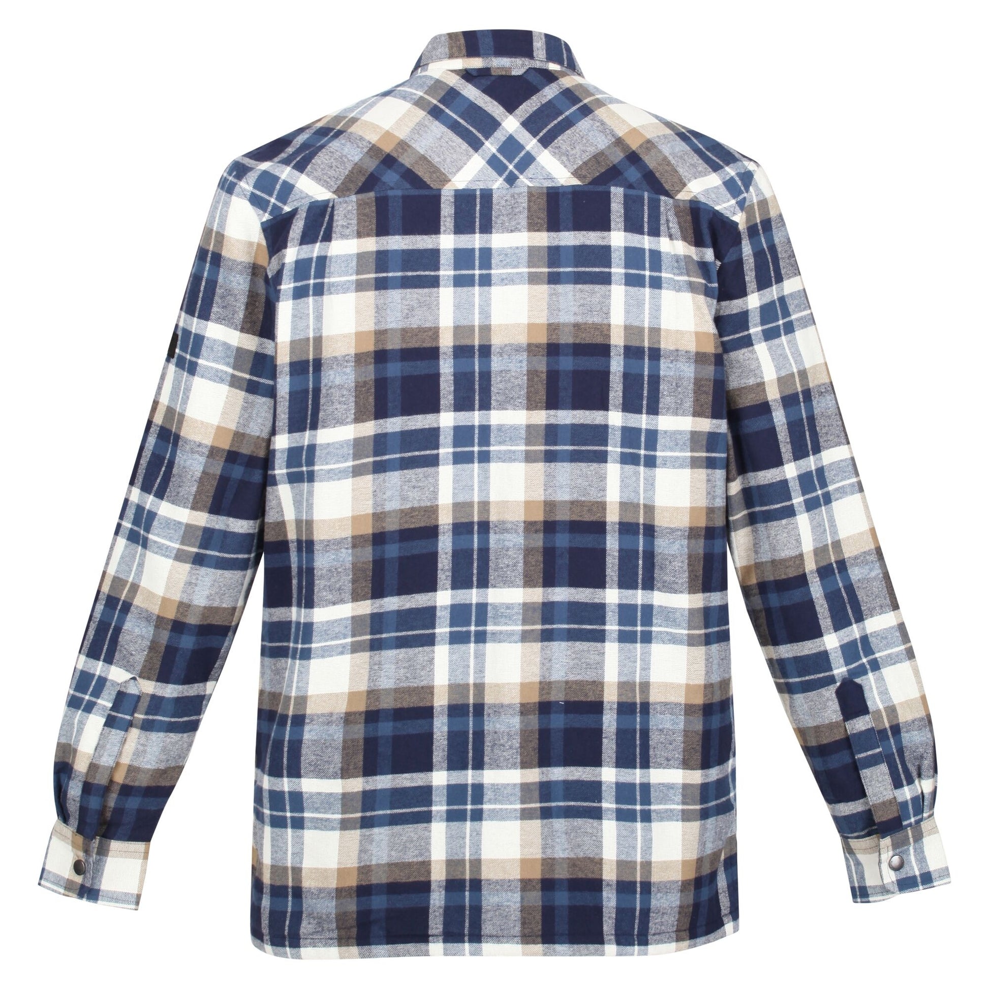 Navy-Gold Sand - Back - Regatta Mens Thamos Checked Long-Sleeved Shirt