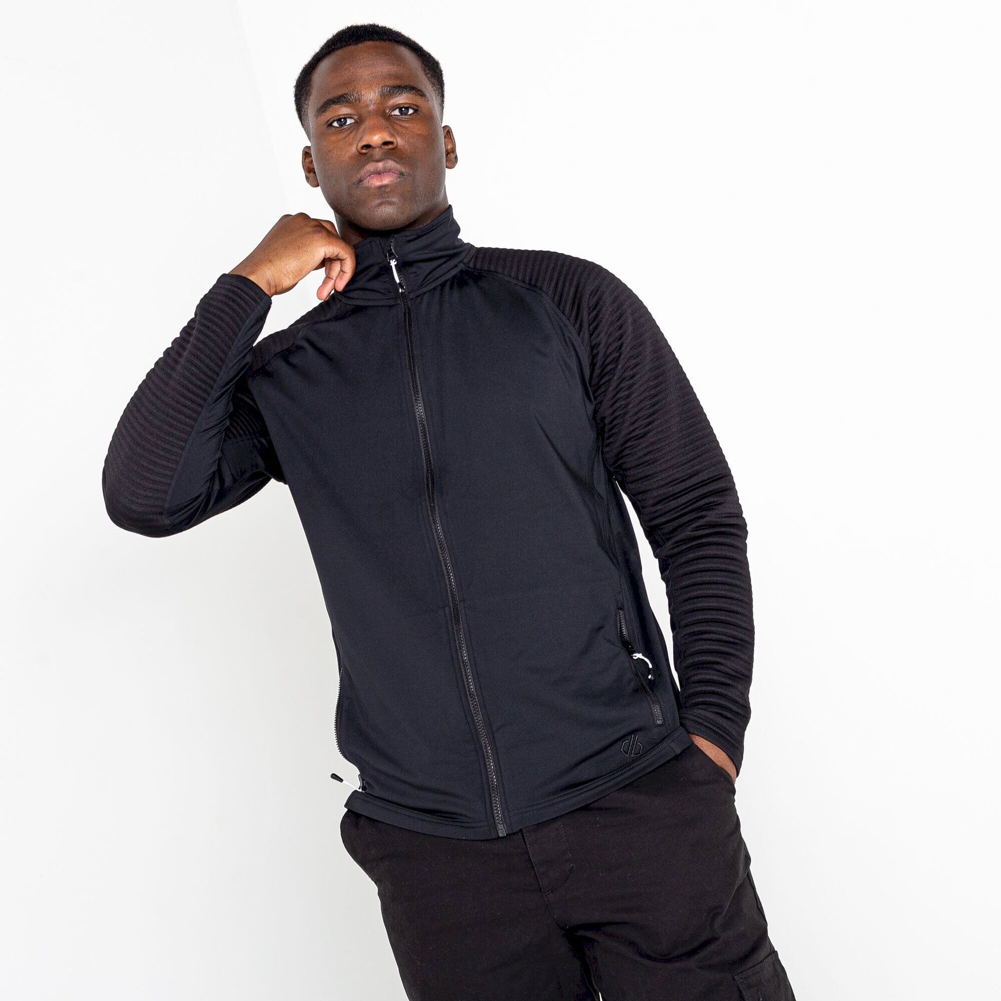 Black-Black - Side - Dare 2B Mens Core Stretch Full Zip Thermal Top
