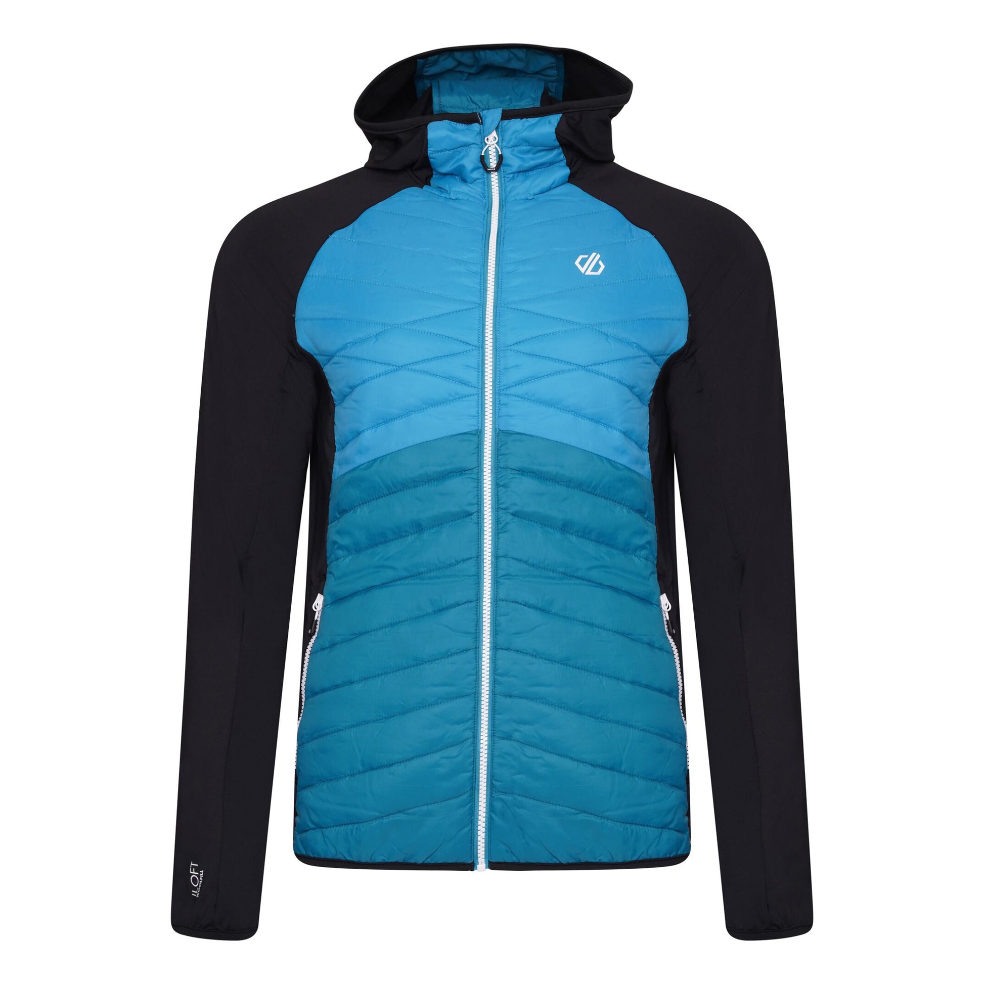 Black-Fjord Blue - Front - Dare 2B Mens Mountaineer Wool Hybrid Jacket
