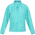 Turquoise - Front - Regatta Childrens-Kids Highton Animal Print Half Zip Fleece Top