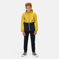 Yellow Gold-Navy - Back - Regatta Childrens-Kids Hywell Waterproof Jacket