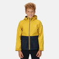 Yellow Gold-Navy - Side - Regatta Childrens-Kids Hywell Waterproof Jacket