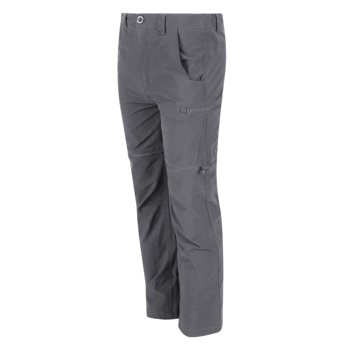 Seal Grey - Side - Regatta Childrens-Kids Highton Stretch Zip-Off Walking Trousers