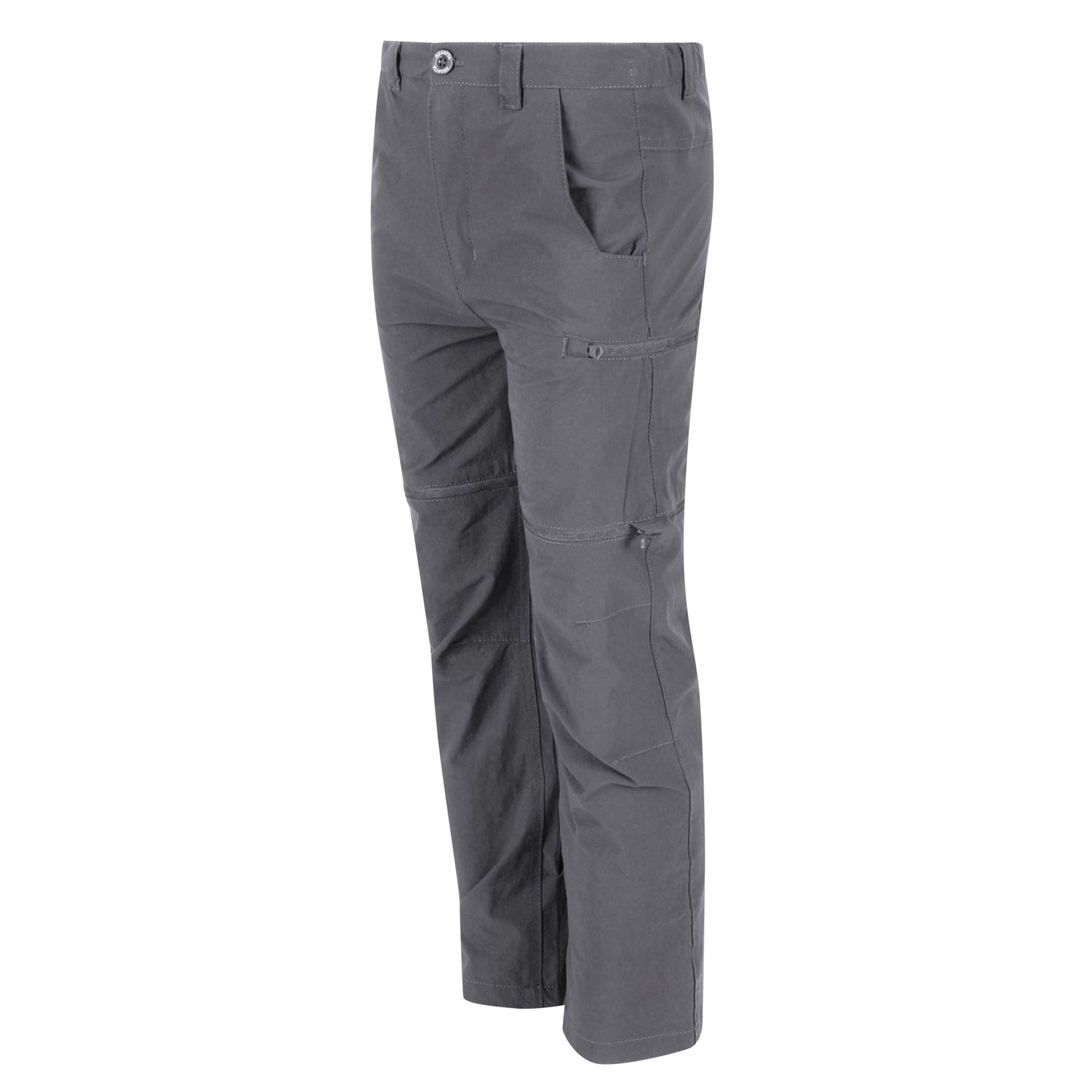 Seal Grey - Side - Regatta Childrens-Kids Highton Stretch Zip-Off Walking Trousers