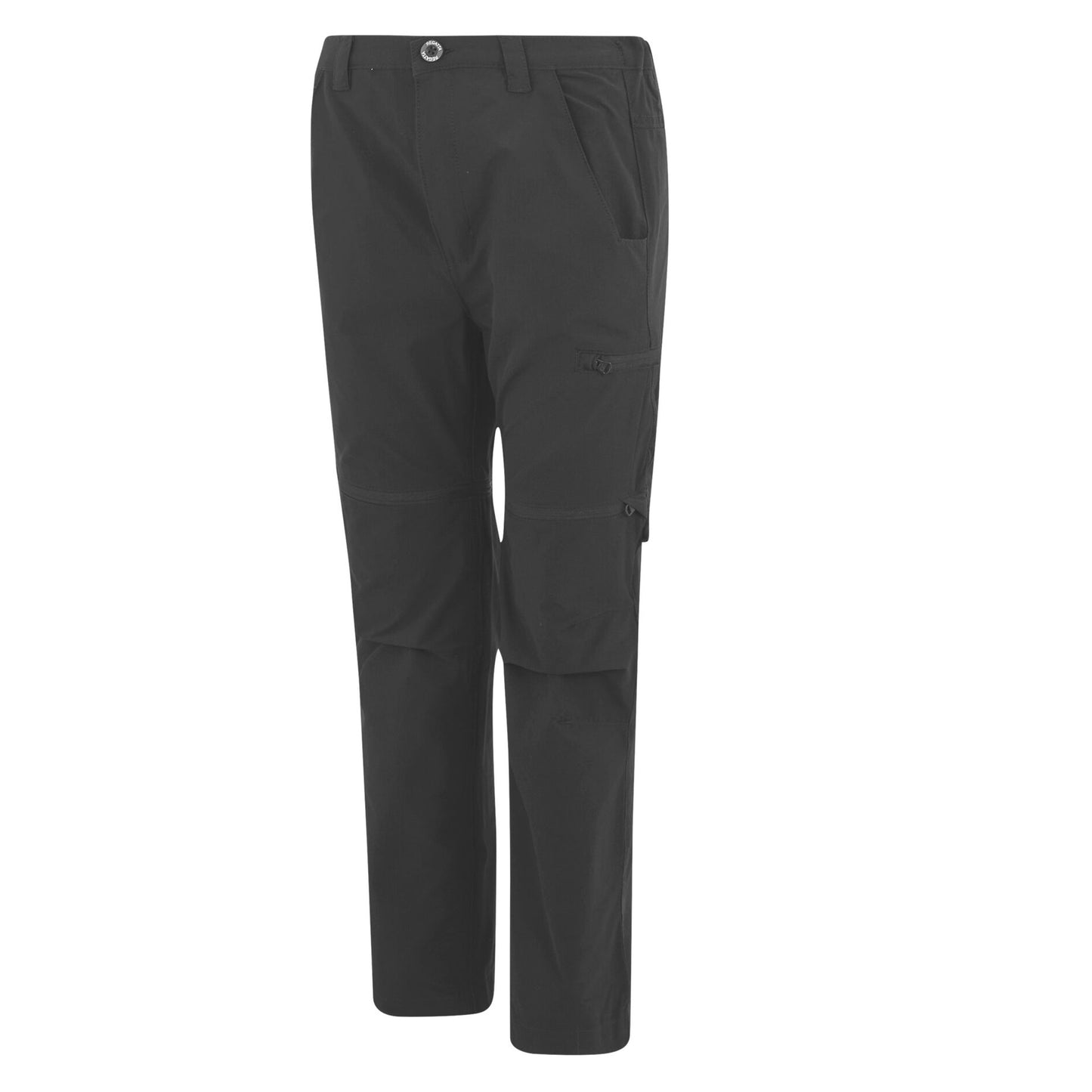 Dark Grey - Side - Regatta Childrens-Kids Highton Stretch Zip-Off Walking Trousers