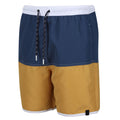 Dark Denim-Gold Straw - Side - Regatta Mens Benicio Swim Shorts