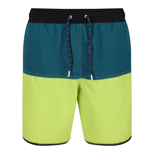 Bright Kiwi-Pacific Green - Front - Regatta Mens Benicio Swim Shorts