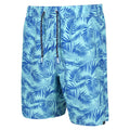 Opal Green - Side - Regatta Mens Hamza Palm Print Swim Shorts