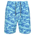 Opal Green - Front - Regatta Mens Hamza Palm Print Swim Shorts