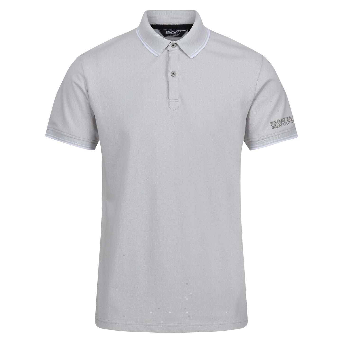 Silver Grey-White - Front - Regatta Mens Tadeo Polo Shirt