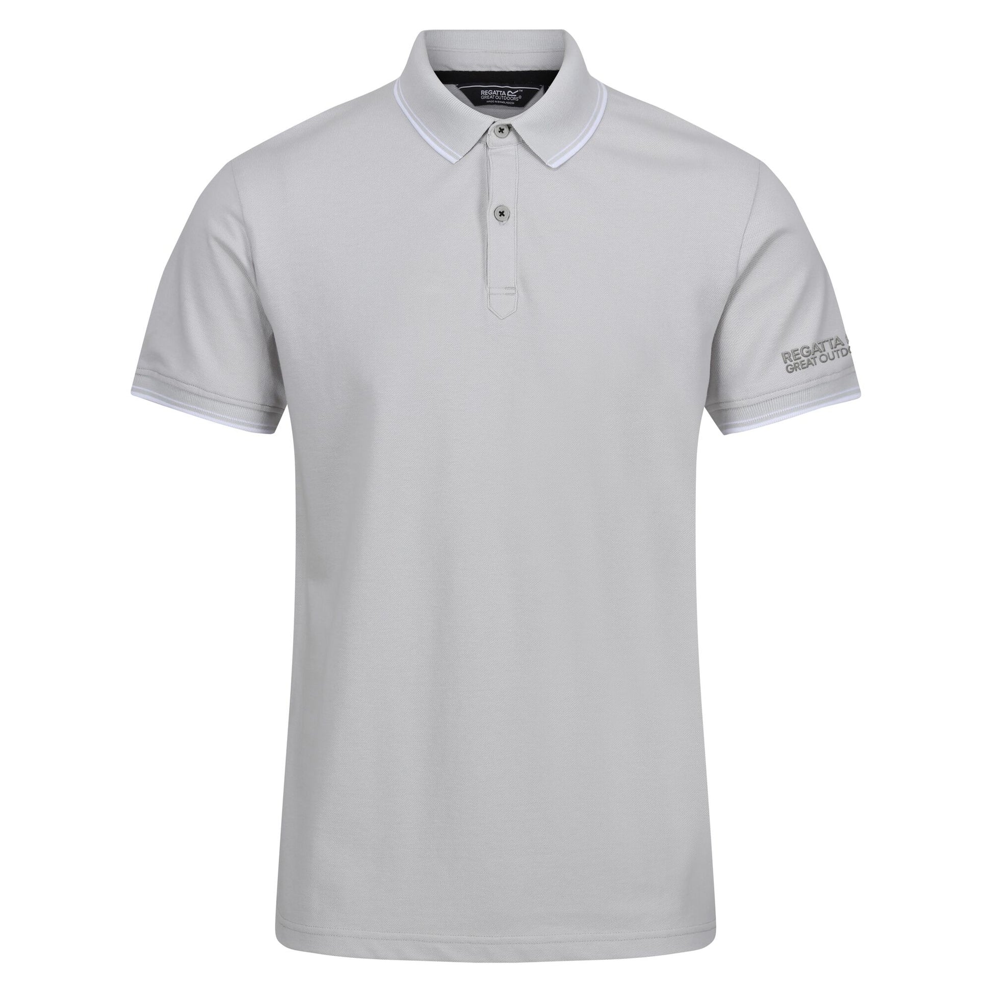 Silver Grey-White - Front - Regatta Mens Tadeo Polo Shirt