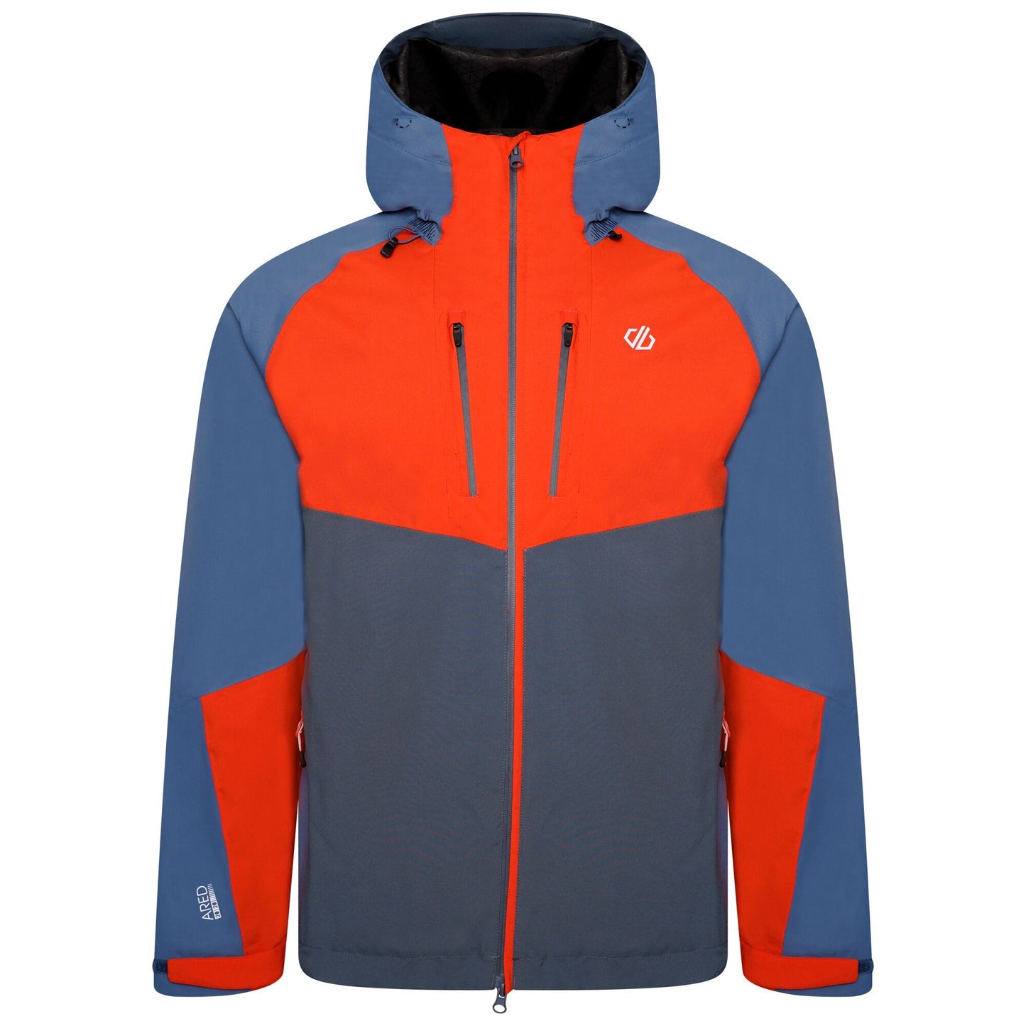 Stellar Blue-Burnt Salmon - Front - Dare 2B Mens Soaring II Recycled Waterproof Jacket