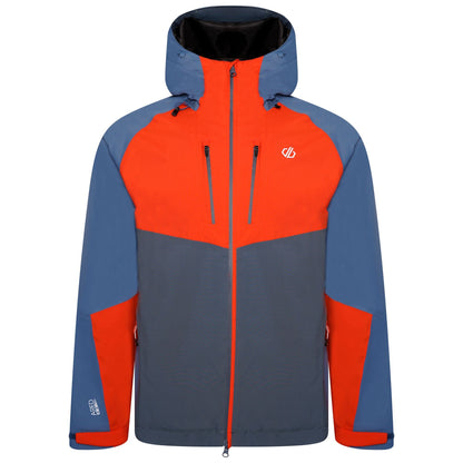 Stellar Blue-Burnt Salmon - Front - Dare 2B Mens Soaring II Recycled Waterproof Jacket