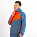 Stellar Blue-Burnt Salmon - Back - Dare 2B Mens Soaring II Recycled Waterproof Jacket