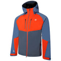 Stellar Blue-Burnt Salmon - Pack Shot - Dare 2B Mens Soaring II Recycled Waterproof Jacket