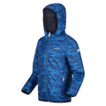 Imperial Blue - Close up - Regatta Childrens-Kids Lever Camo Packaway Waterproof Jacket