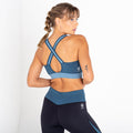 Orion Grey-Bluestone - Pack Shot - Dare 2B Womens-Ladies Mantra Contrast Recycled Sports Bra