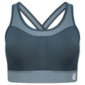 Orion Grey-Bluestone - Front - Dare 2B Womens-Ladies Mantra Contrast Recycled Sports Bra