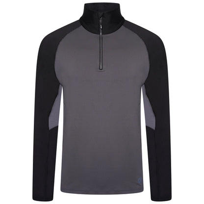 Ebony Grey - Front - Dare 2B Mens Fuser Core Stretch Half Zip Thermal Top