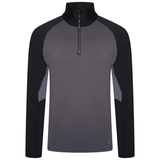Ebony Grey - Front - Dare 2B Mens Fuser Core Stretch Half Zip Thermal Top
