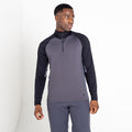 Ebony Grey - Back - Dare 2B Mens Fuser Core Stretch Half Zip Thermal Top