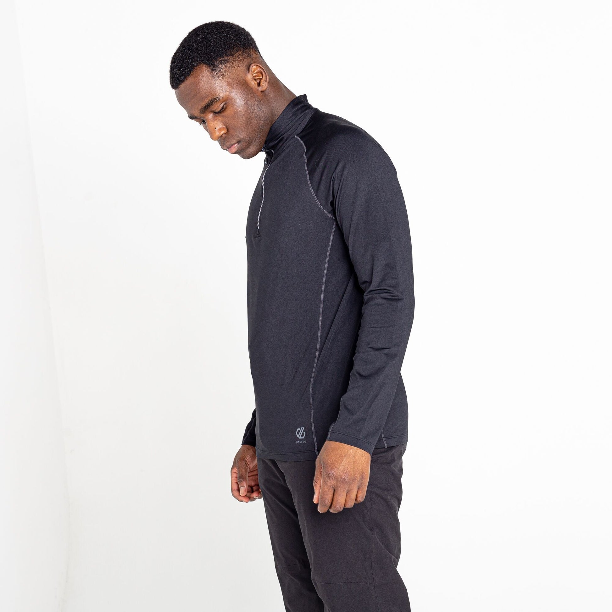 Black - Side - Dare 2B Mens Fuser Core Stretch Half Zip Thermal Top