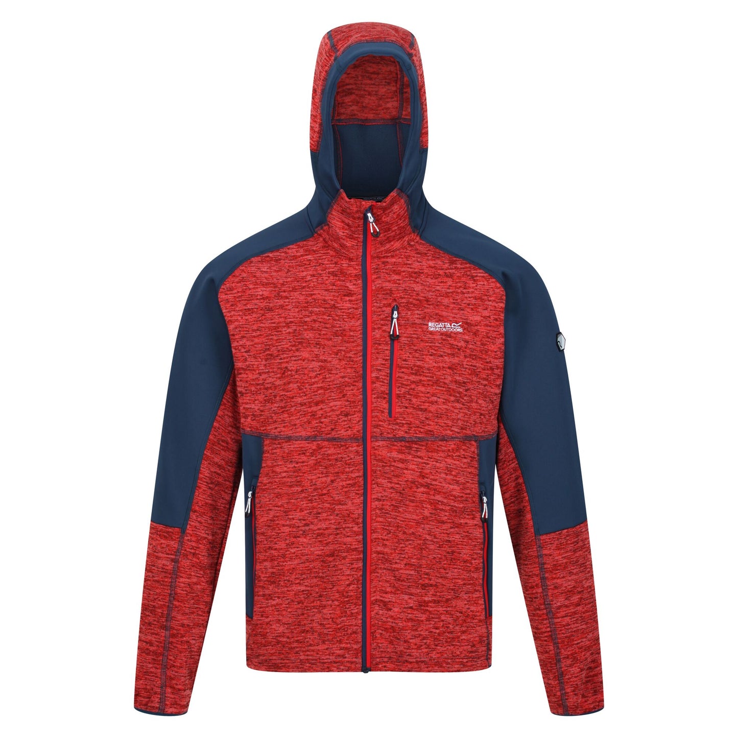 Fiery Red-Moonlight Denim - Front - Regatta Mens Cadford III Marl Full Zip Hoodie