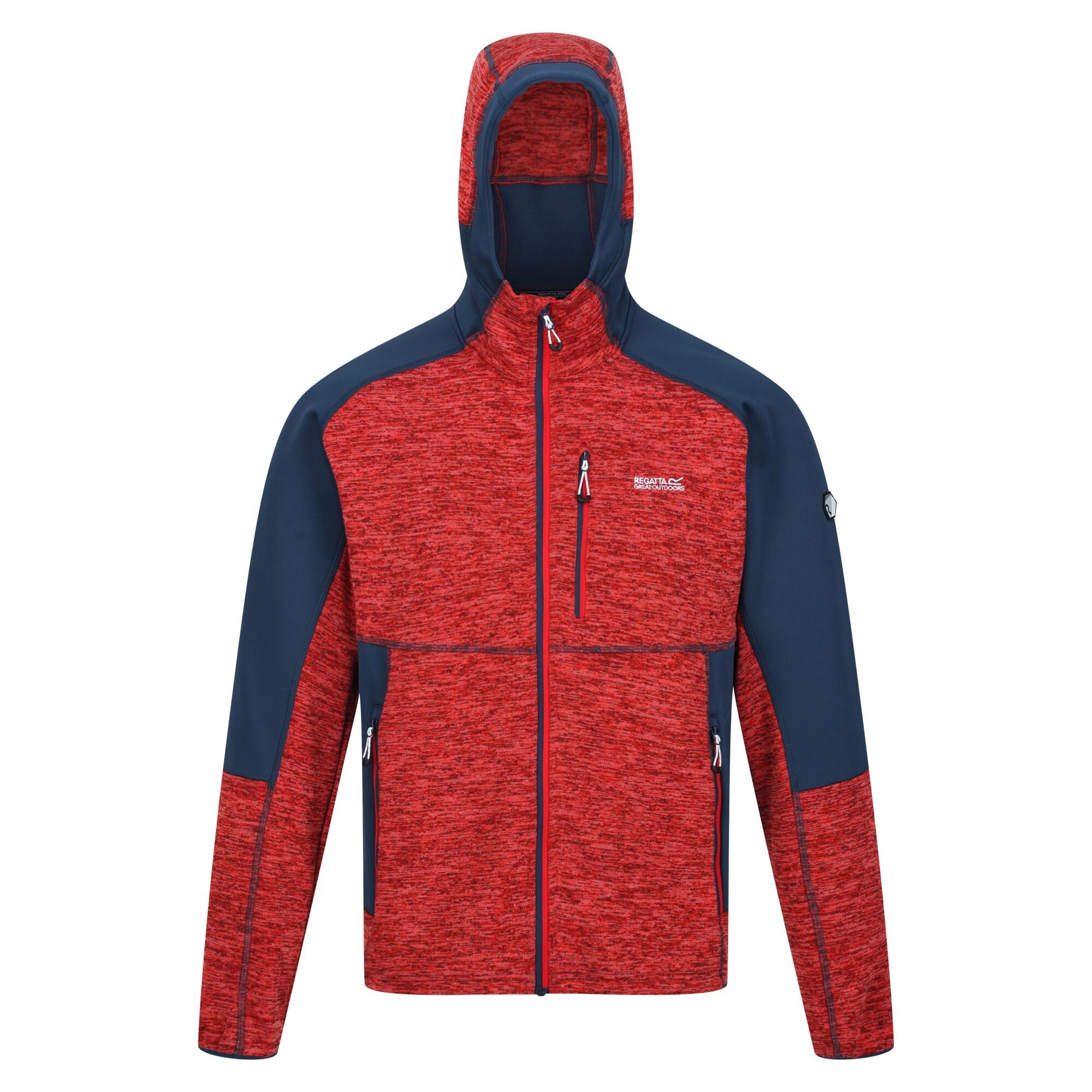 Fiery Red-Moonlight Denim - Front - Regatta Mens Cadford III Marl Full Zip Hoodie