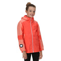 Neon Peach-Fusion Coral - Back - Regatta Childrens-Kids Rayz Waterproof Jacket