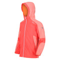 Neon Peach-Fusion Coral - Pack Shot - Regatta Childrens-Kids Rayz Waterproof Jacket