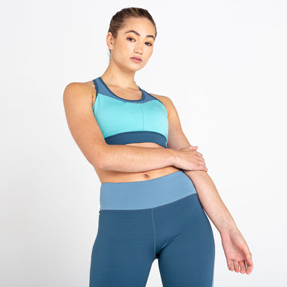 Meadowbrook Green-Bluestone - Back - Dare 2B Womens-Ladies Mantra Colour Block Recycled Sports Bra