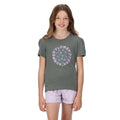 Balsam Green - Side - Regatta Childrens-Kids Bosley V Flower T-Shirt
