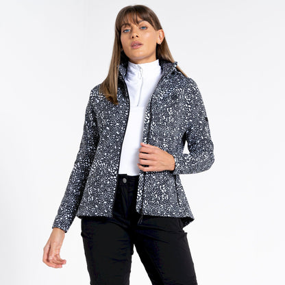 Black-White - Lifestyle - Dare 2B Womens-Ladies Far Out Dotted Soft Shell Jacket