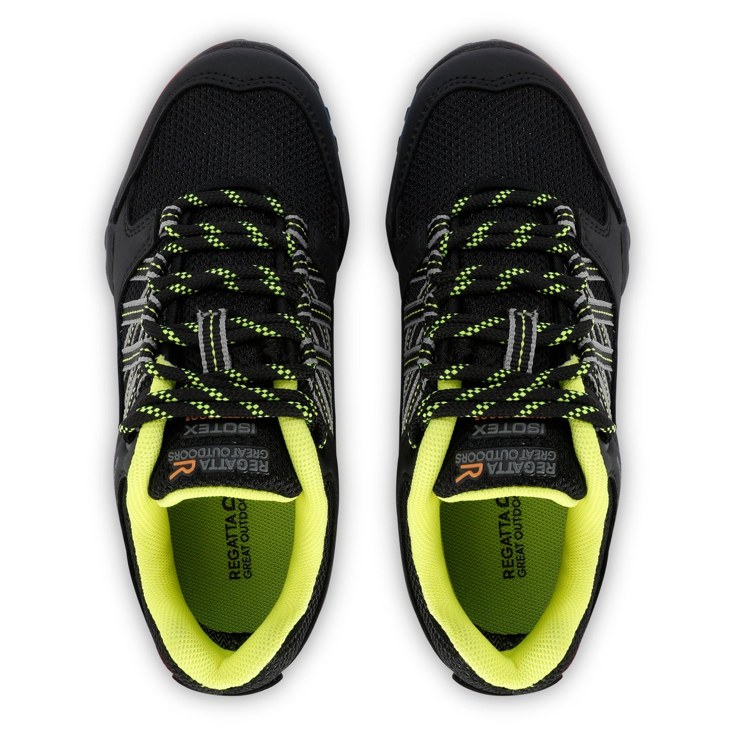 Black-Lime Punch - Lifestyle - Regatta Childrens-Kids Edgepoint Waterproof Walking Shoes