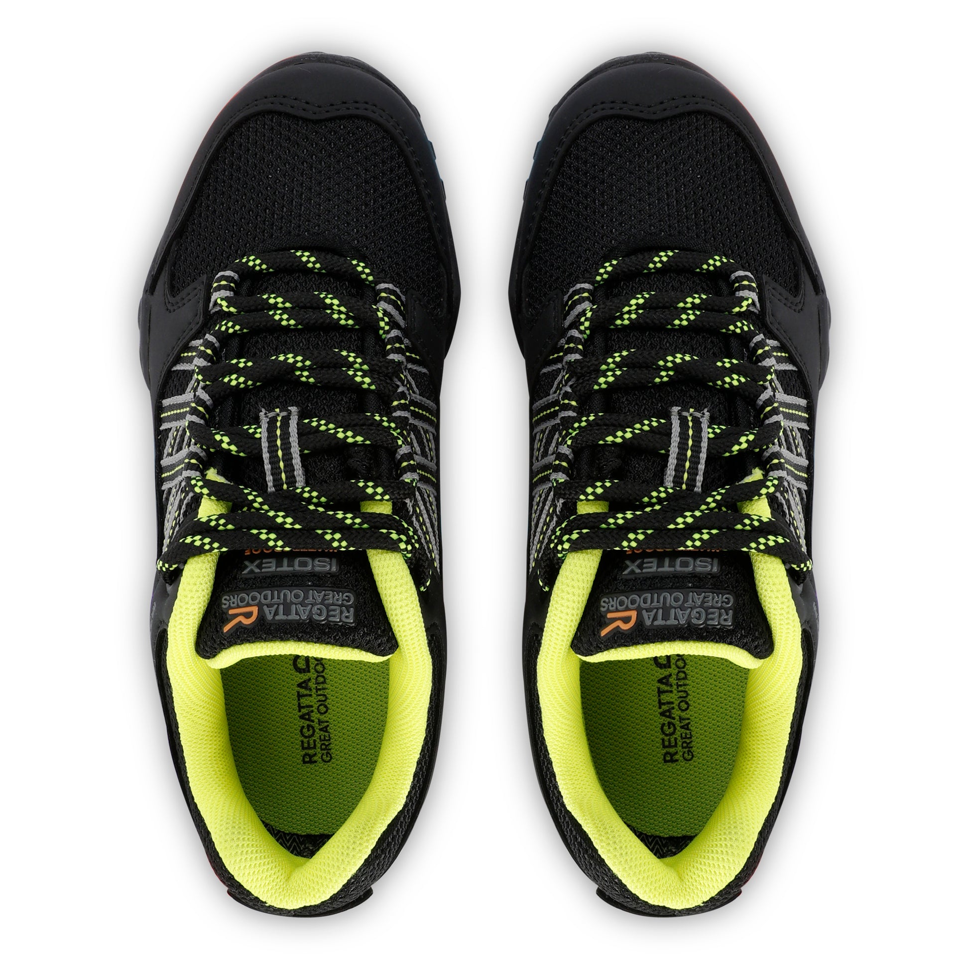 Black-Lime Punch - Lifestyle - Regatta Childrens-Kids Edgepoint Waterproof Walking Shoes