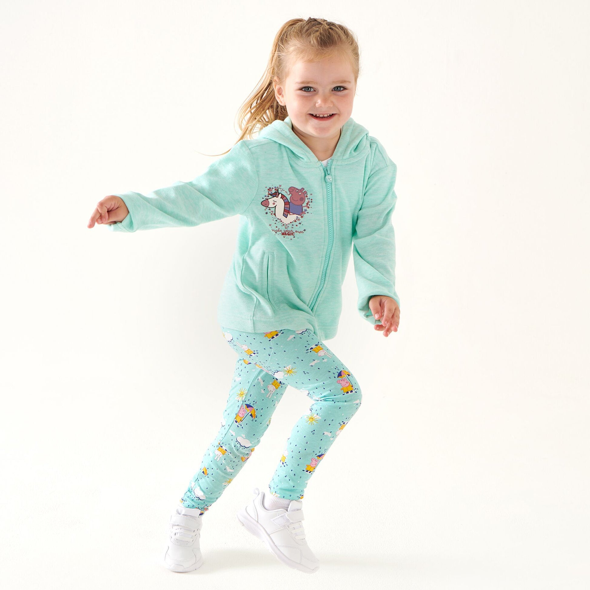 Aruba Blue - Back - Regatta Baby Girls Peppa Pig Marl Hoodie