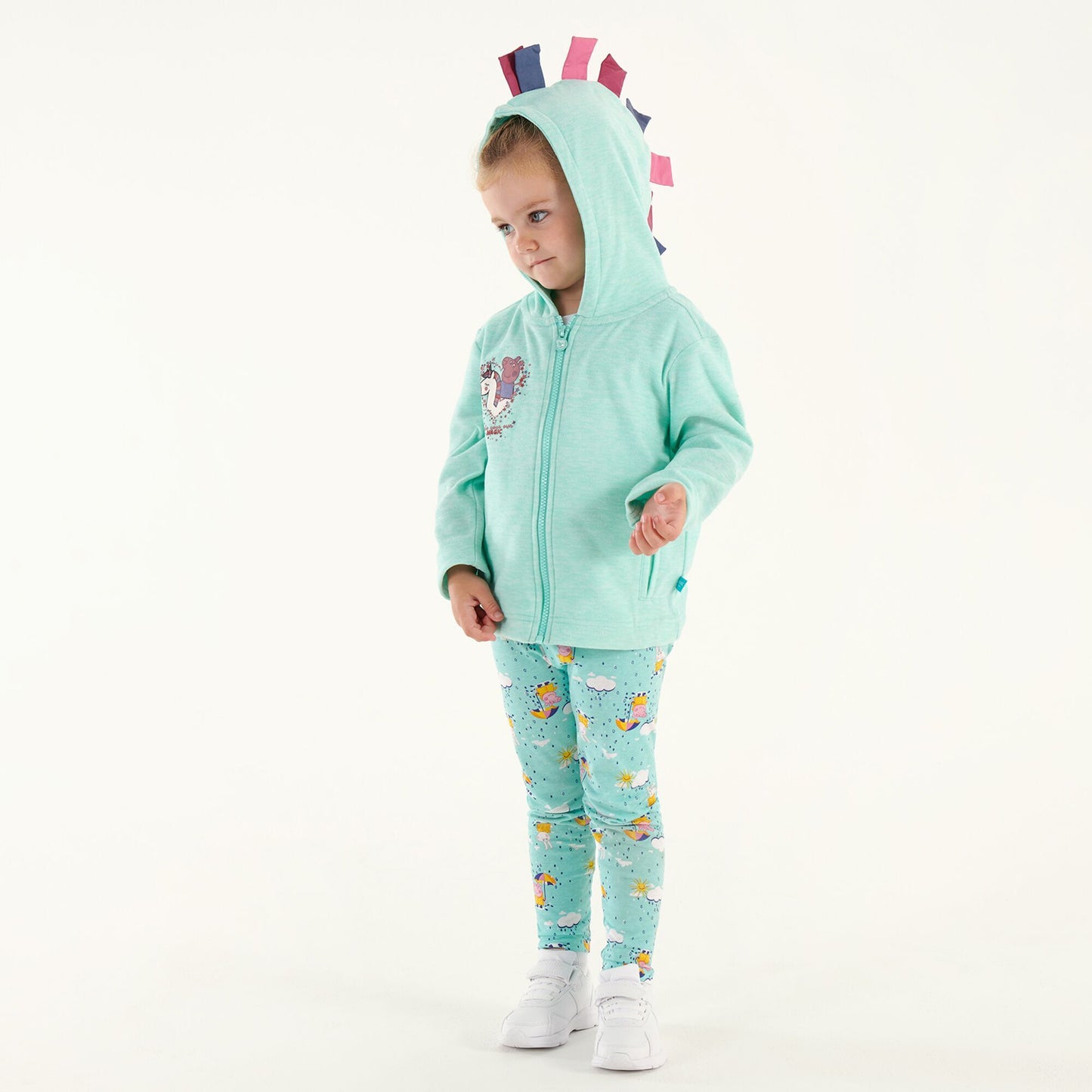 Aruba Blue - Side - Regatta Baby Girls Peppa Pig Marl Hoodie