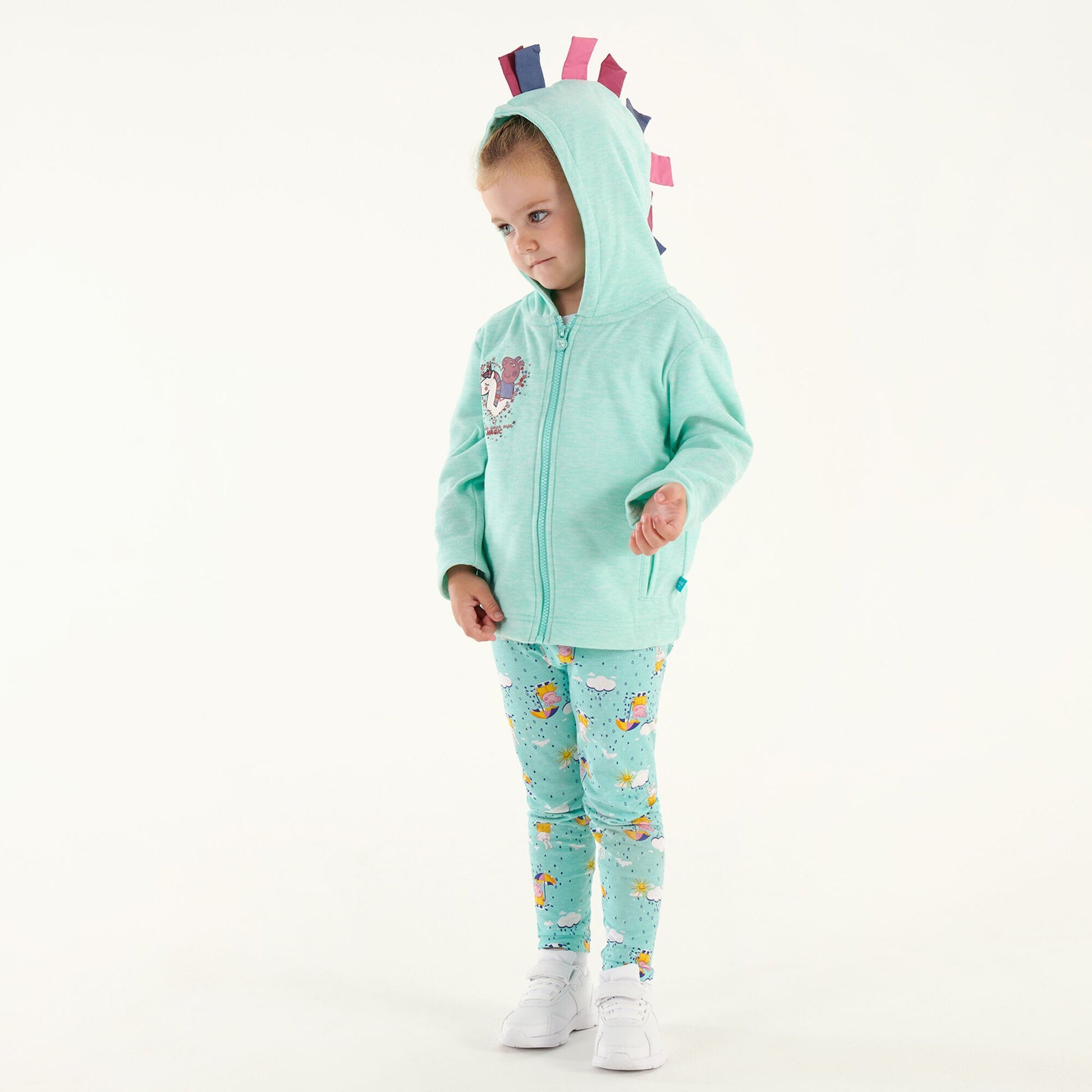 Aruba Blue - Side - Regatta Baby Girls Peppa Pig Marl Hoodie