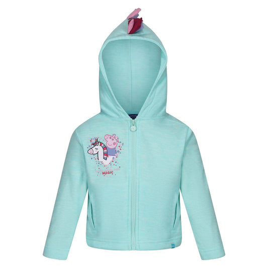 Aruba Blue - Front - Regatta Baby Girls Peppa Pig Marl Hoodie