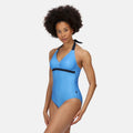 Sonic Blue-Navy - Side - Regatta Womens-Ladies Flavia One Piece Swimsuit