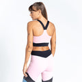 Powder Pink-Black - Pack Shot - Dare 2B Womens-Ladies Crystallize Recycled Sports Bra