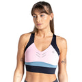 Powder Pink-Black - Front - Dare 2B Womens-Ladies Crystallize Recycled Sports Bra